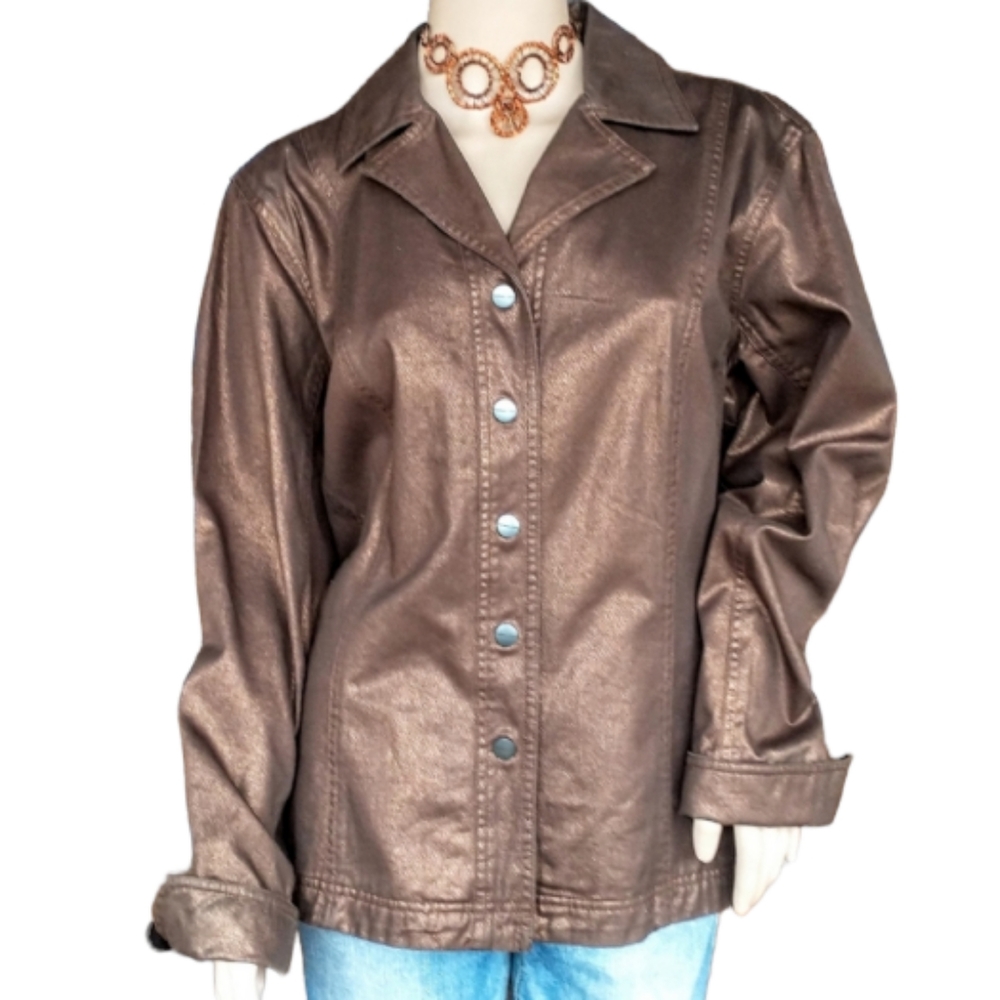 Coldwater Creek Bronze Fitted Jacket Size 18